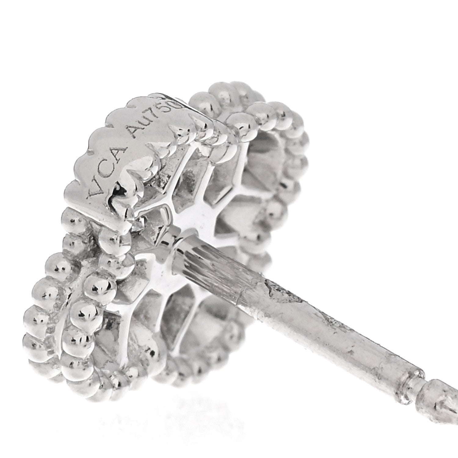 Van Cleef & Arpels 18K White Gold Diamond Sweet Alhambra Earrings 4 of 4