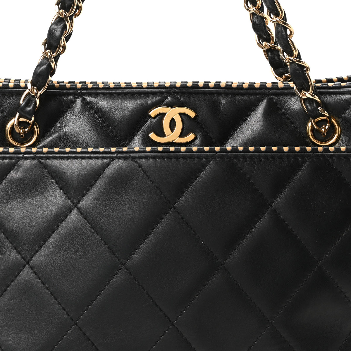 Chanel Calfskin Quilted Perforated Edge Tote  Black 8 of 10