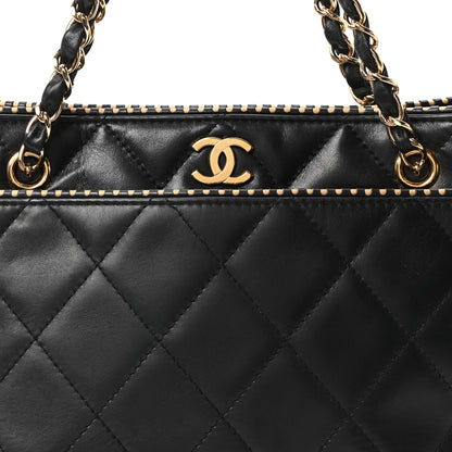 Chanel Calfskin Quilted Perforated Edge Tote  Black 8 of 10