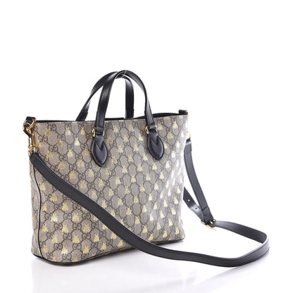 Gucci Soft GG Supreme Monogram Bees Small Crossbody Tote Beige Oro Black 3 of 9