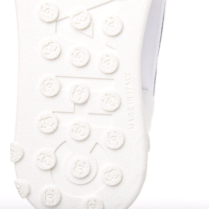 Chanel Calfskin Mesh Lycra Womens Logo High Top Sneakers 37 White 6 of 8