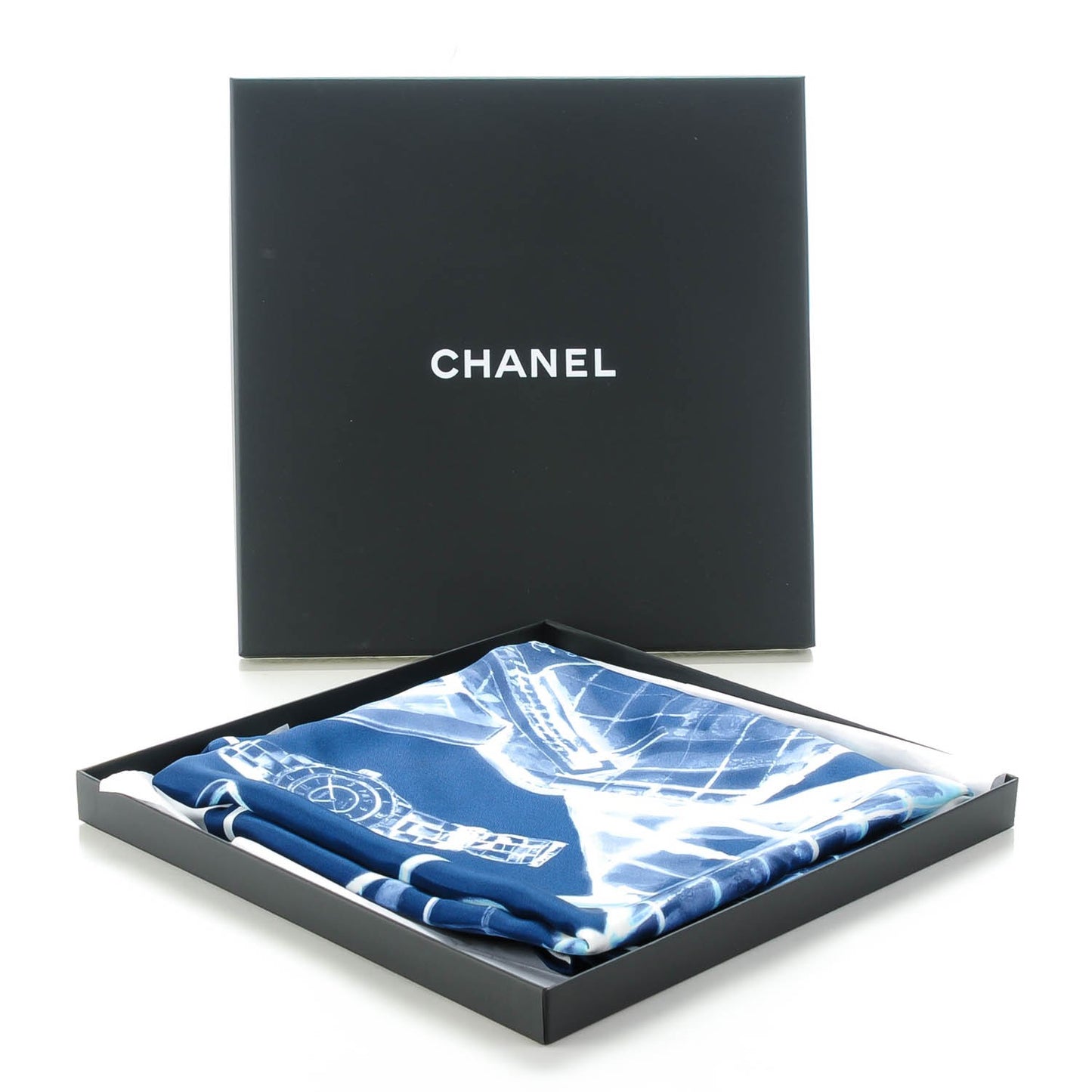 Silk X-Ray Scarf Navy White