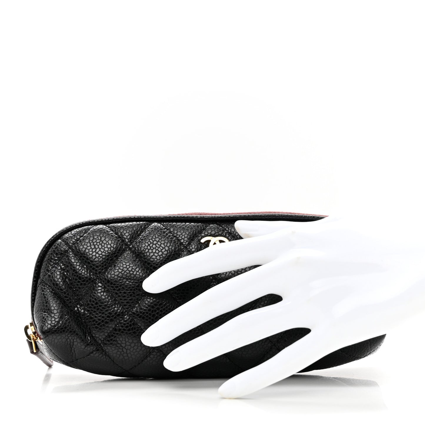Caviar Quilted Long Cosmetic Case Black