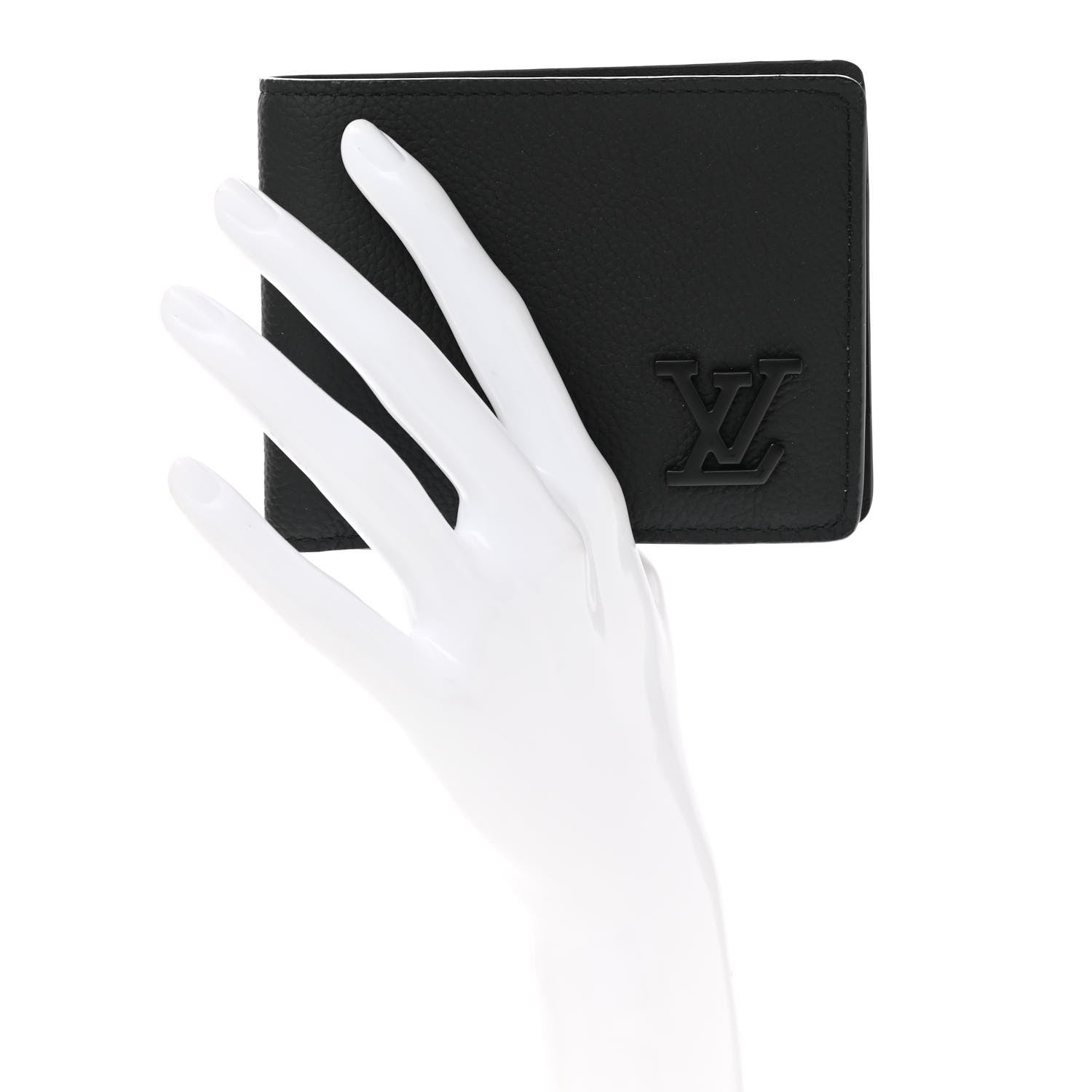 Louis Vuitton Grained Calfskin Aerogram Multiple Wallet Black 2 of 7