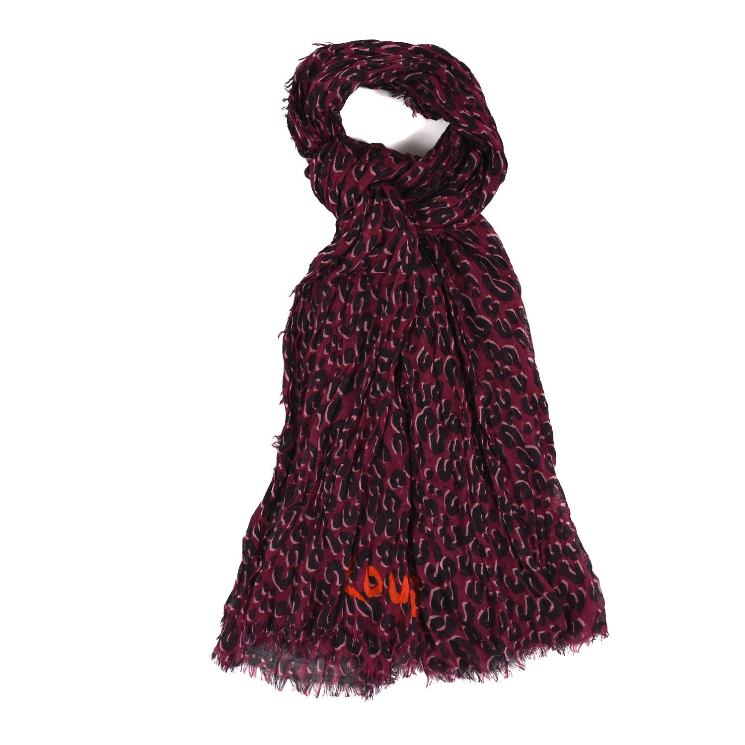 Louis Vuitton Cashmere Silk Leopard Etole Stole Dark Pink 1 of 3