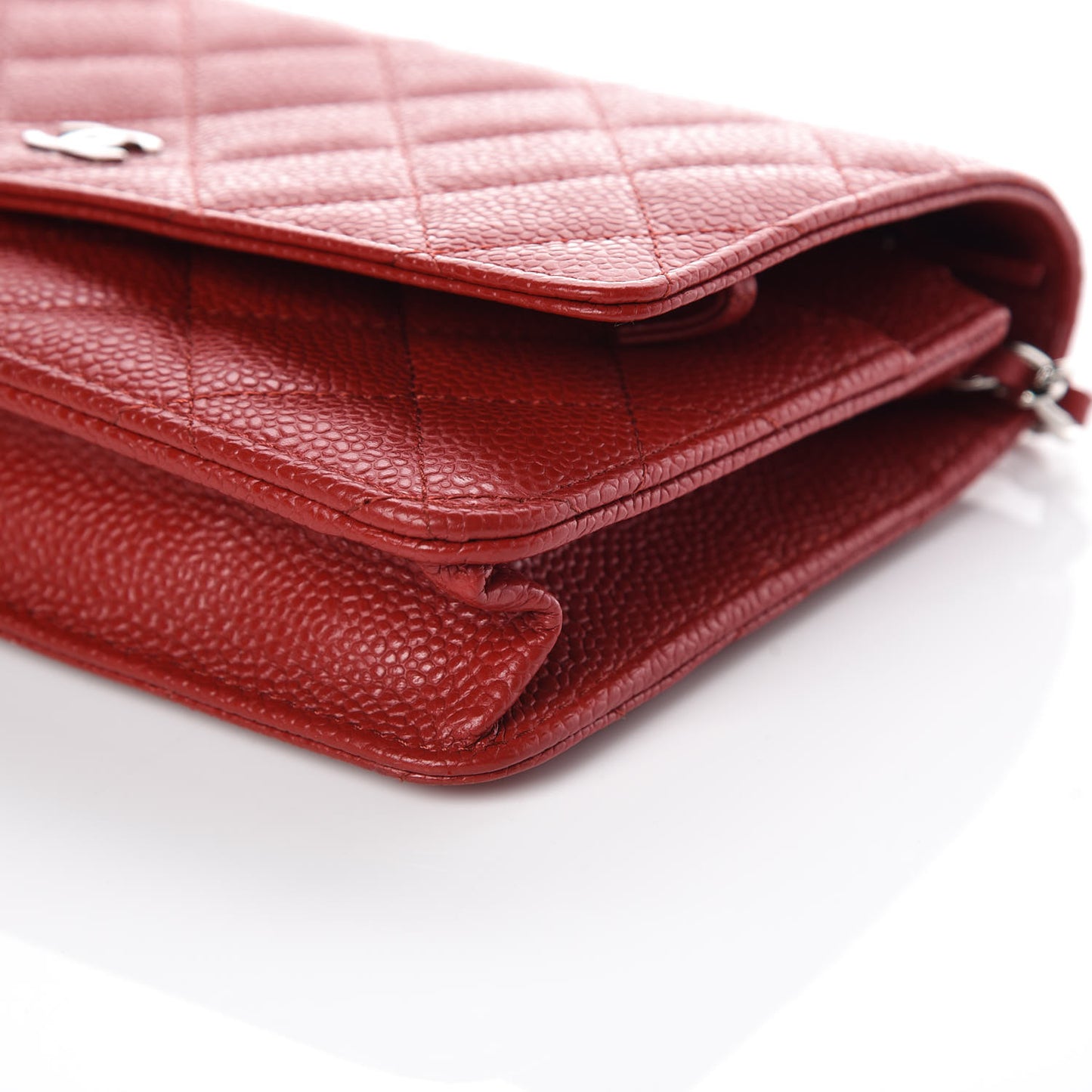Caviar Quilted Wallet on Chain WOC Red