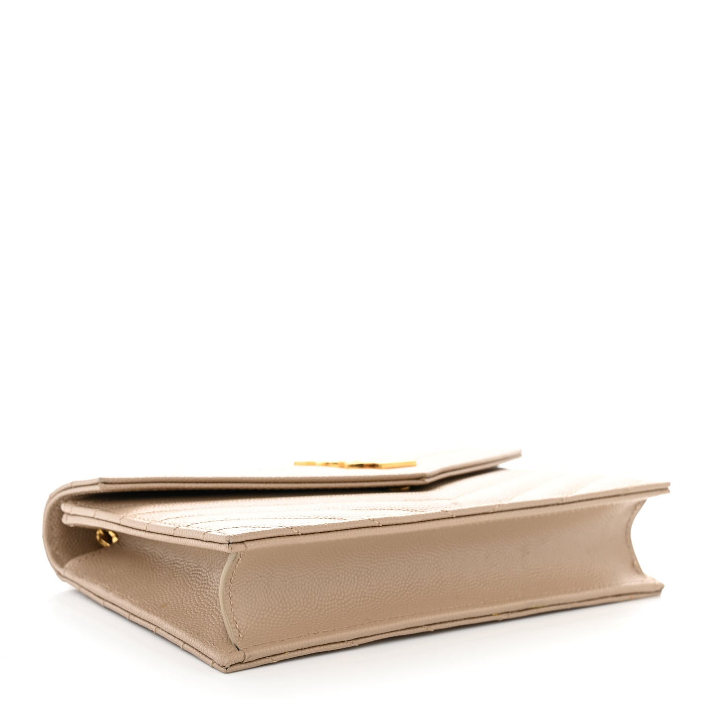 Grain De Poudre Matelasse Chevron Monogram Envelope Chain Wallet Dark Beige