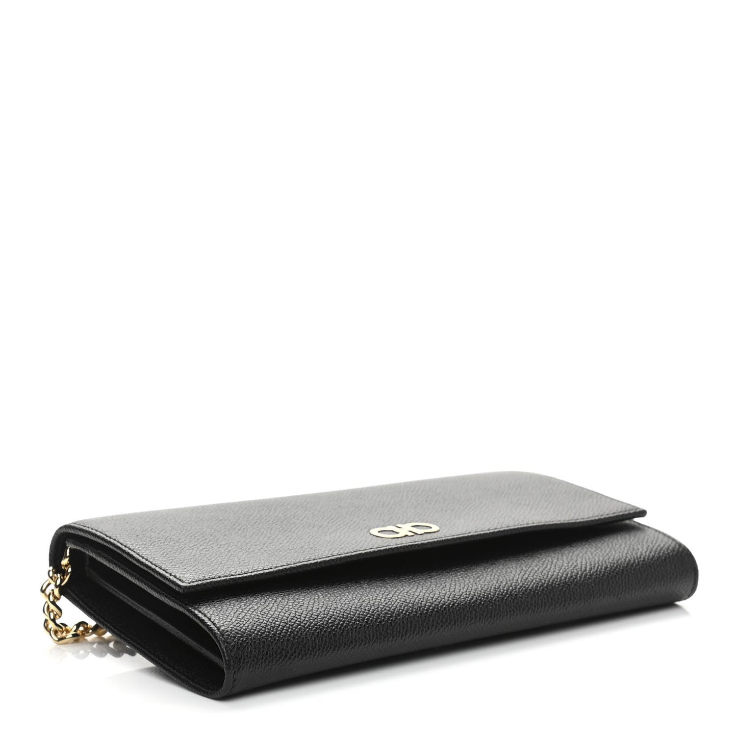 Printed Calfskin Gancini Wallet On Chain Black