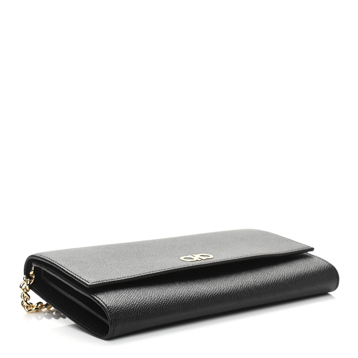 Salvatore Ferragamo Printed Calfskin Gancini Wallet On Chain Black 4 of 10
