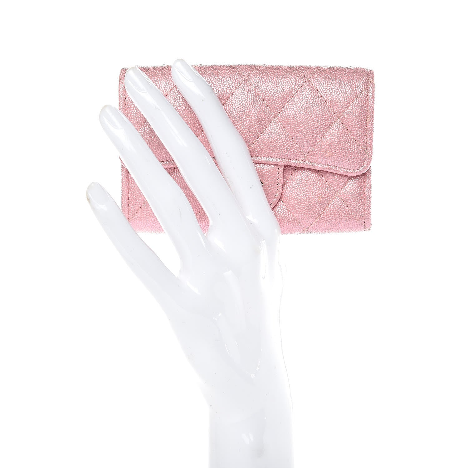 Chanel Iridescent Caviar Quilted Flap Card Holder Rose Pink 2 of 9