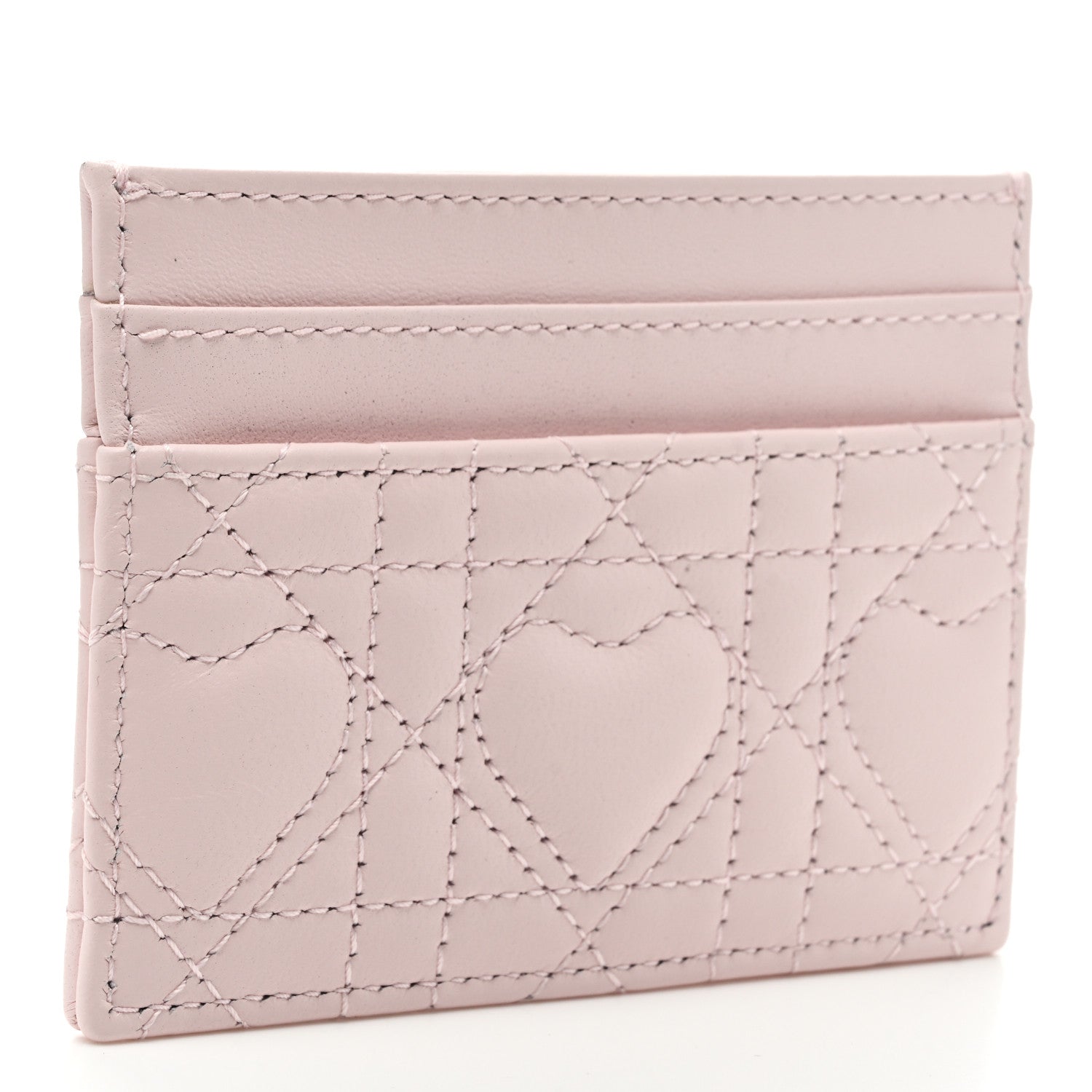 Christian Dior Lambskin Pearl Cannage Dioramour Jolie Freesia Card Holder Rose des Vents 3 of 7