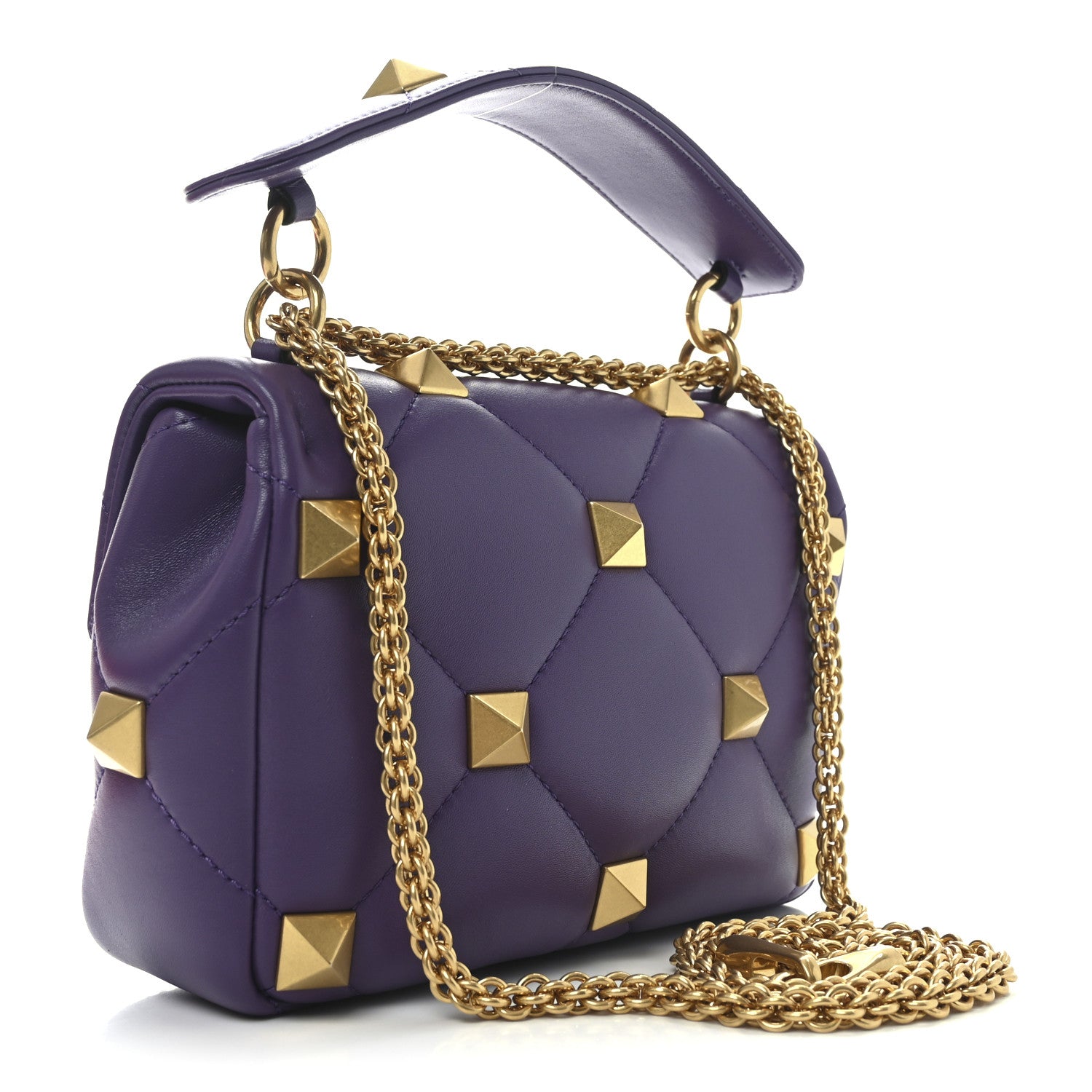 Valentino Garavani Nappa Medium Roman Stud Shoulder Bag Indian Violet 3 of 9