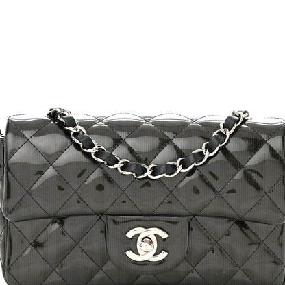 Chanel Striated Patent Quilted Mini Rectangular Flap Black 8 of 10