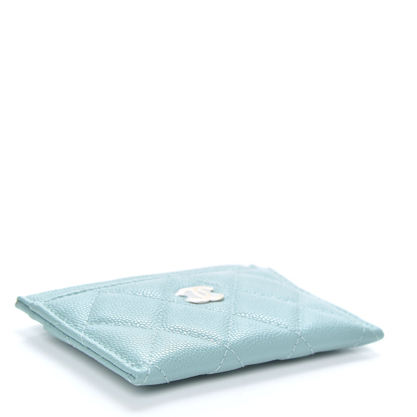 Caviar Quilted Card Holder Light Blue