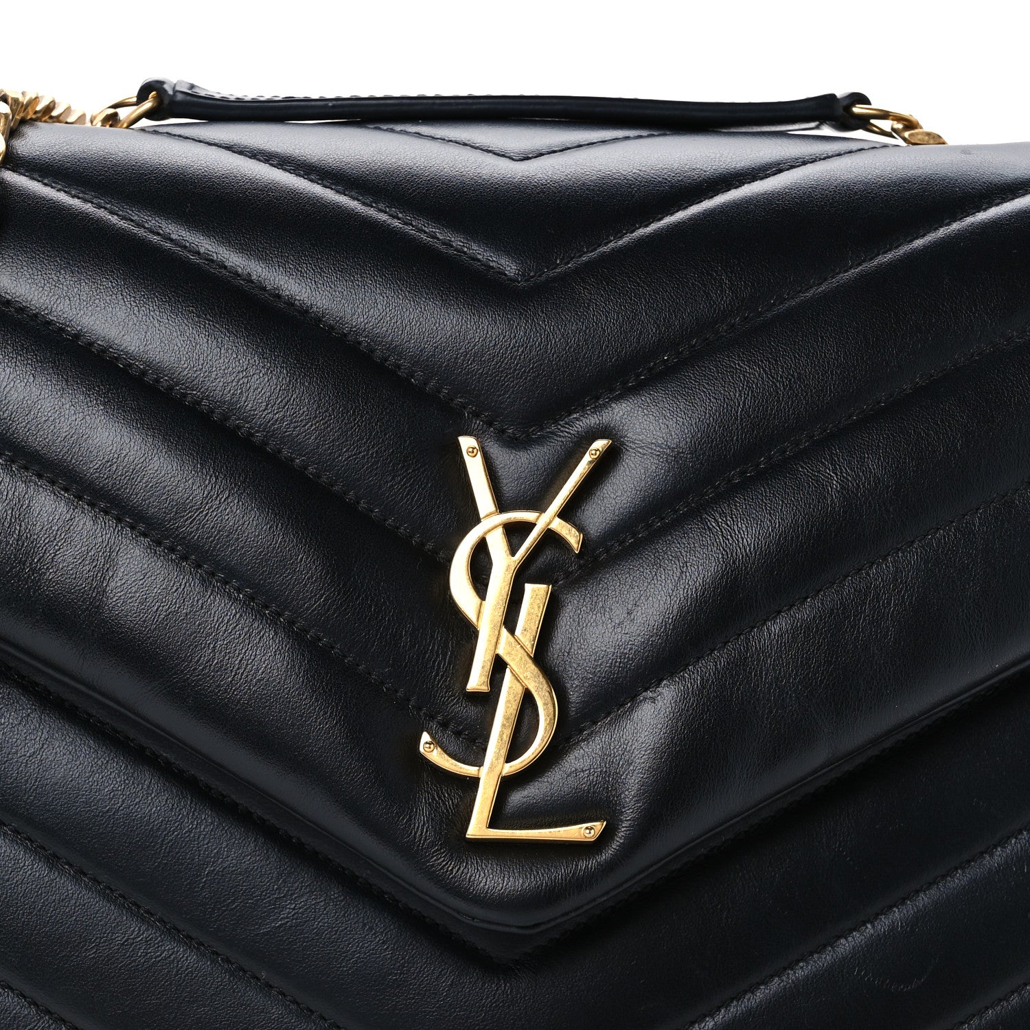 Saint Laurent Calfskin Y Quilted Monogram Medium Loulou Chain Satchel Black 9 of 11