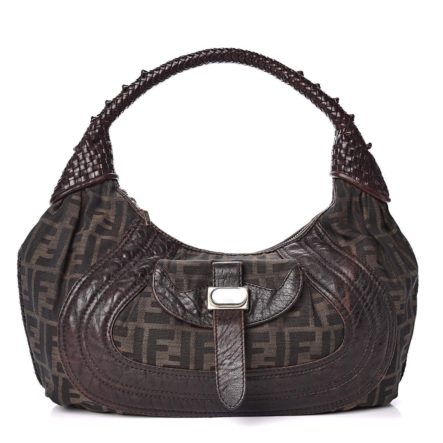 Fendi Zucca Nappa Nuvolata Vitello Tortuga Medium Spy Hobo Tobacco Moro 1 of 19