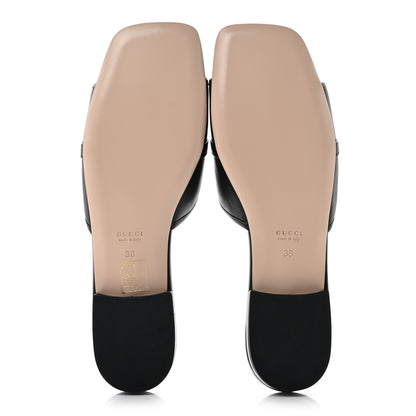 Gucci Nappa Horsebit Flat Slide Sandals 38 Black 6 of 11