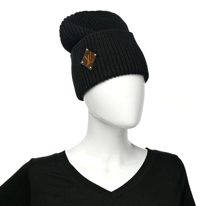 Louis Vuitton Wool LV initials Monogram Beanie Hat Black 2 of 7