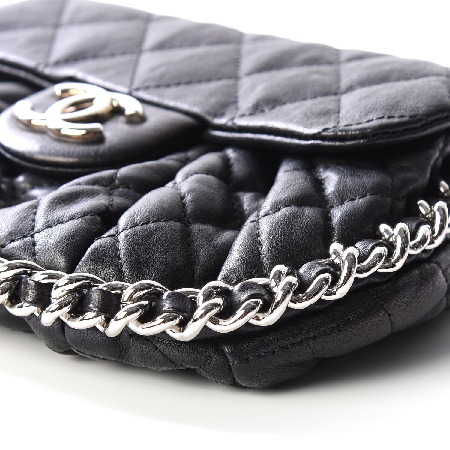 Chanel Washed Lambskin Mini Chain Around Messenger Black 6 of 10