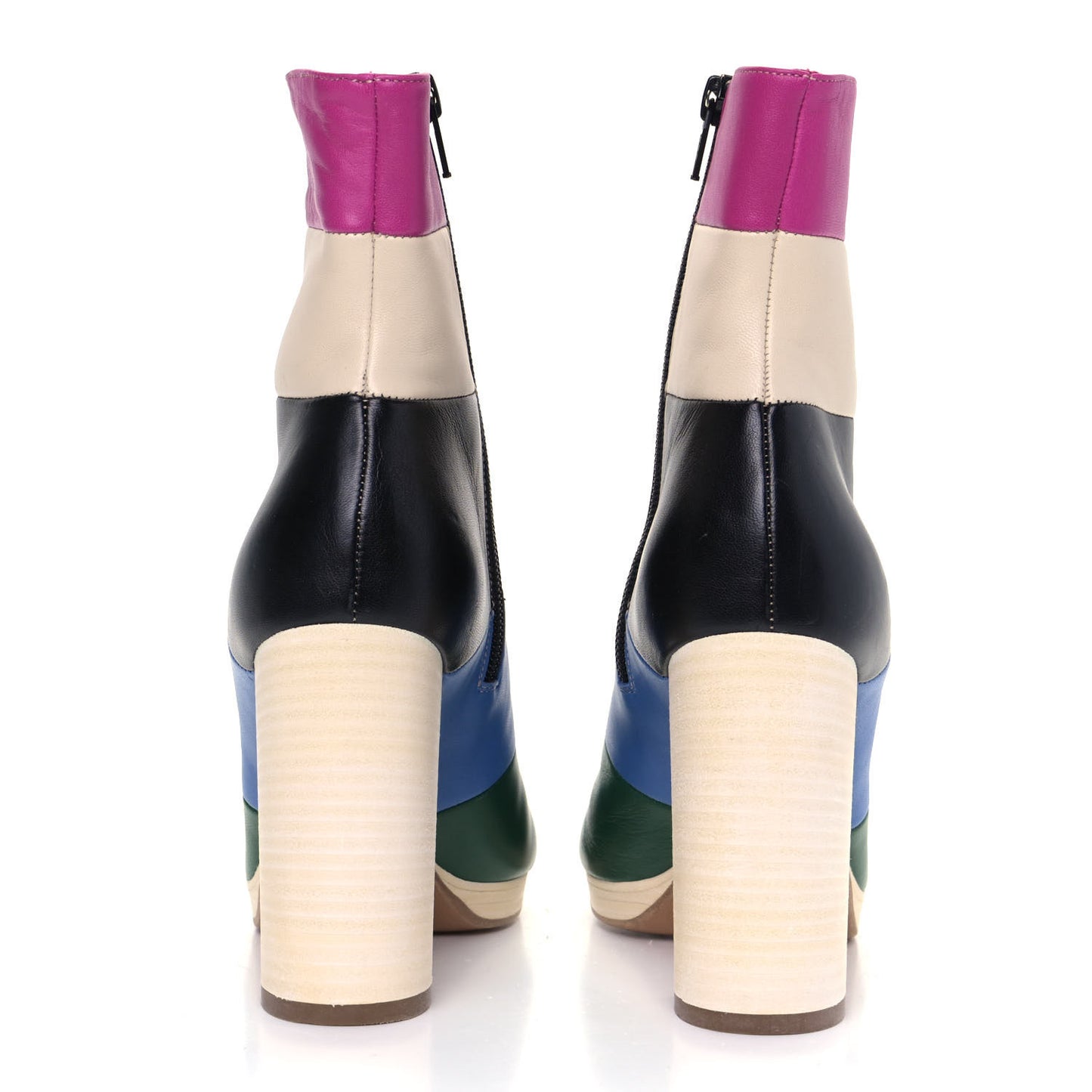 Lambskin Striped Bo-Y-Ch Ankle Boots 36.5 Multicolor