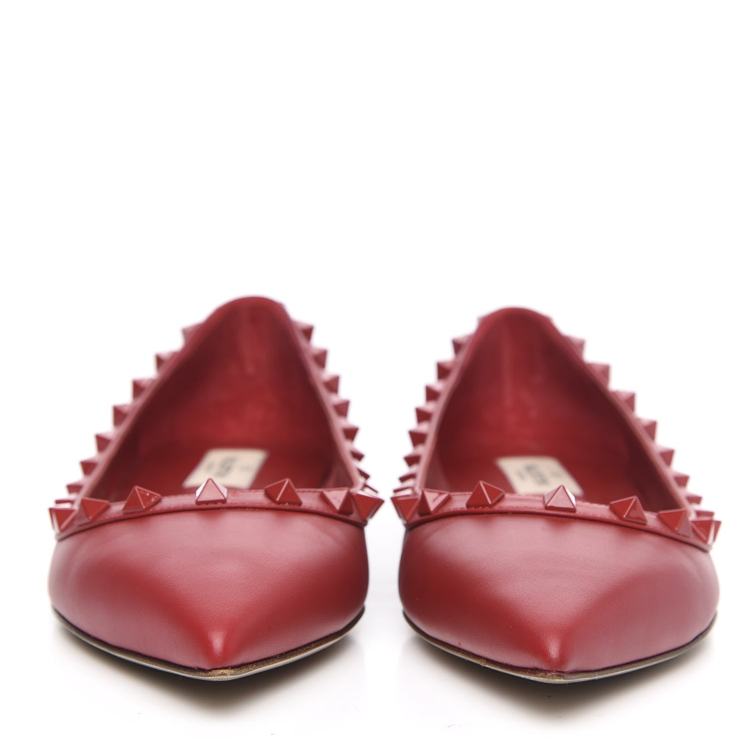 Valentino Garavani Calfskin Lacquered Monochrome Rockstud Ballerina Flats 38 Rosso Valentino 2 of 10