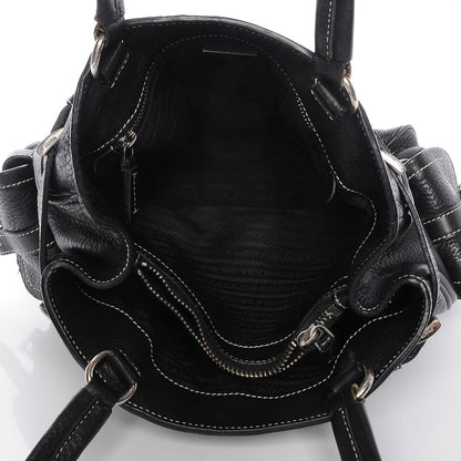 Prada Vitello Daino Side Pocket Tote Black 17 of 20