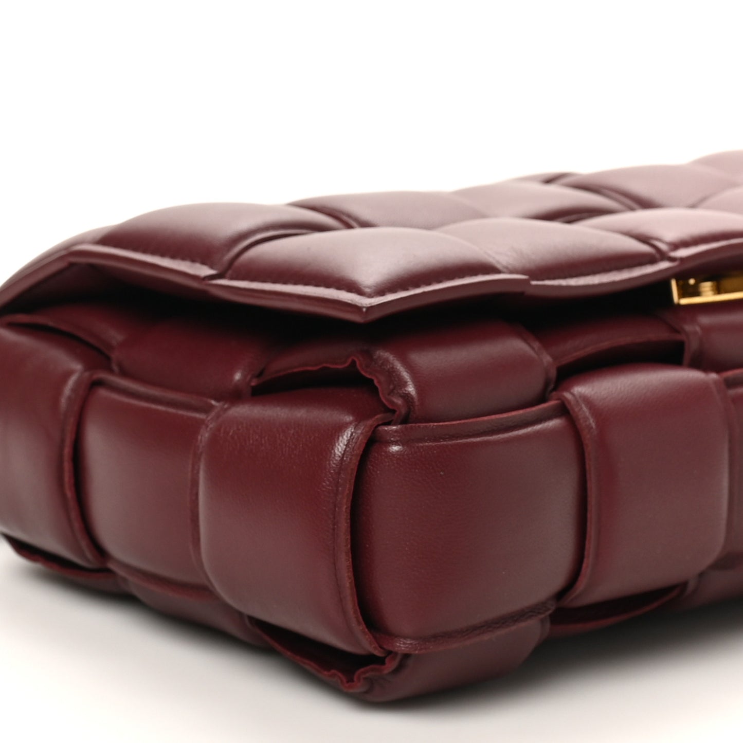 Nappa Maxi Intreccio Padded Cassette Crossbody Bag Dark Red