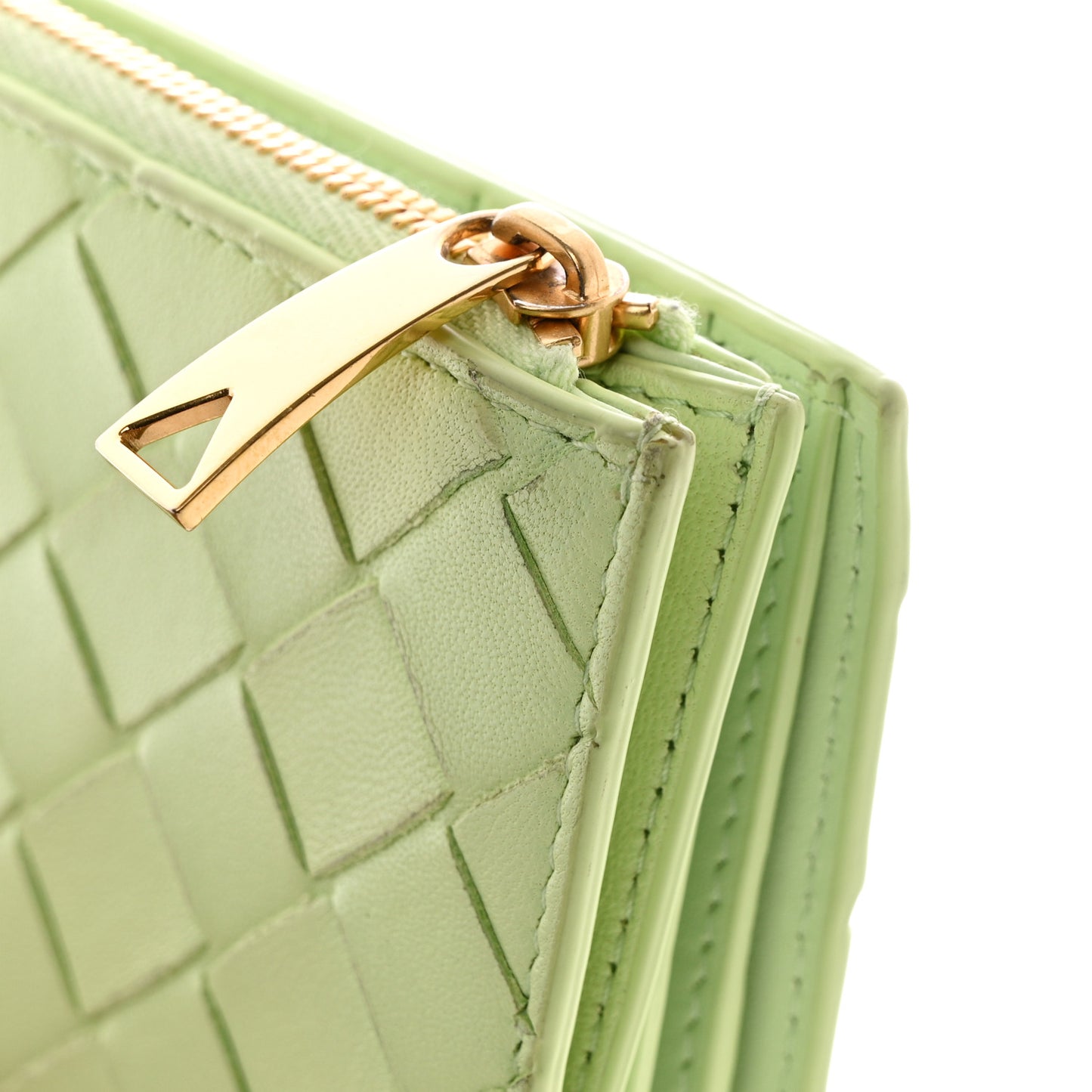 Nappa Intrecciato Small Bi-Fold Zip Wallet Fennel