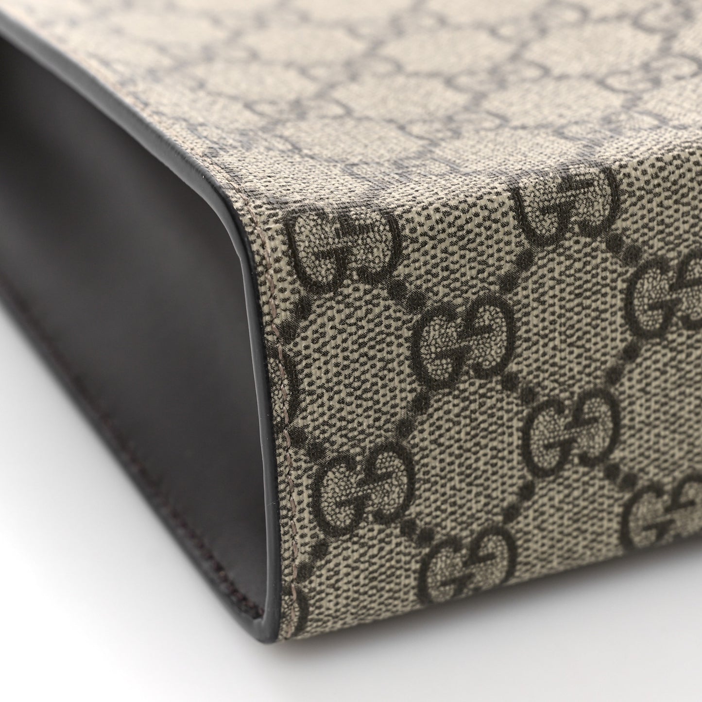 GG Supreme Monogram Selleria Calfskin Web New Web Cosmetic Case Beige Ebony Cocoa