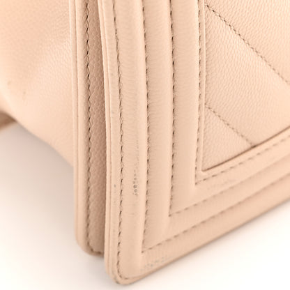 Chanel Caviar Chevron Quilted Medium Boy Flap Light Beige 16 of 17