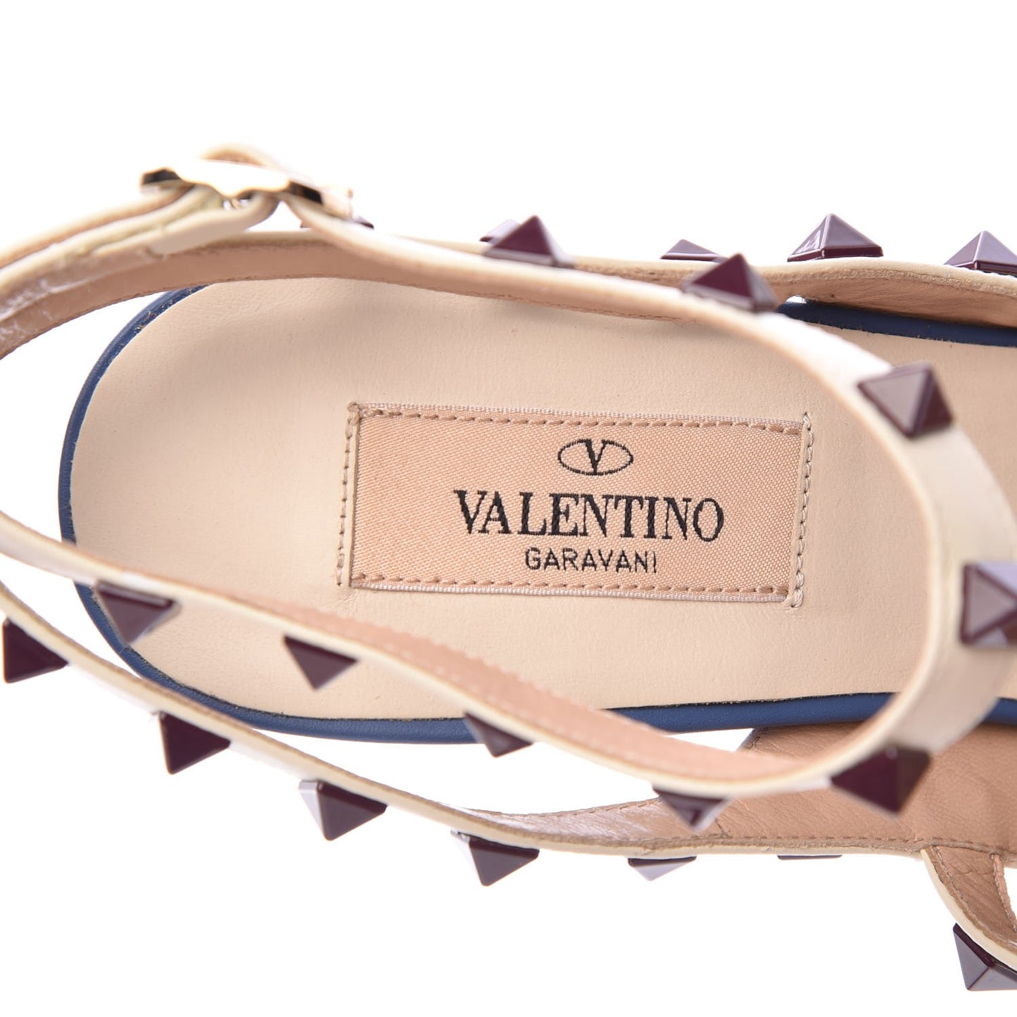Nappa Rockstud Ankle Strap 100mm Pumps 39.5 Indaco Light Ivory