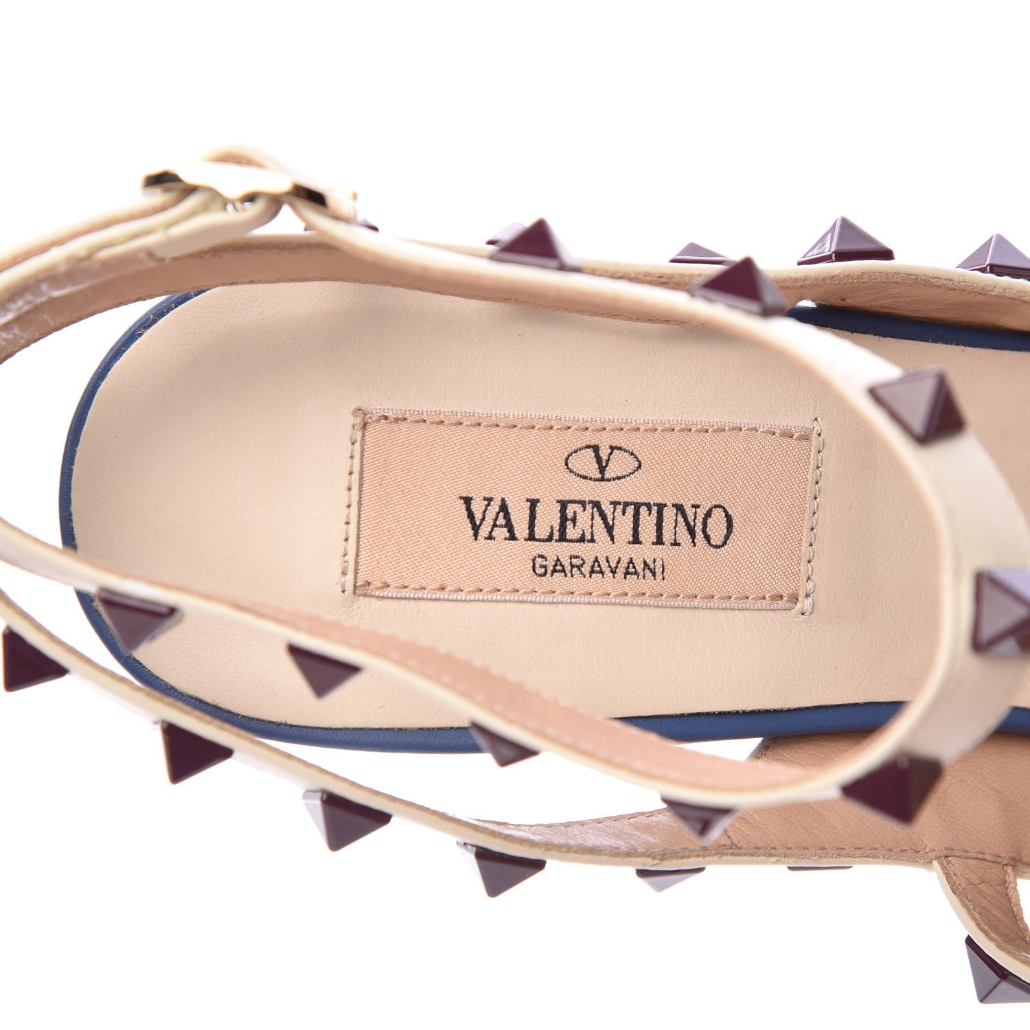 Valentino Garavani Nappa Rockstud Ankle Strap 100mm Pumps 39.5 Indaco Light Ivory 7 of 7