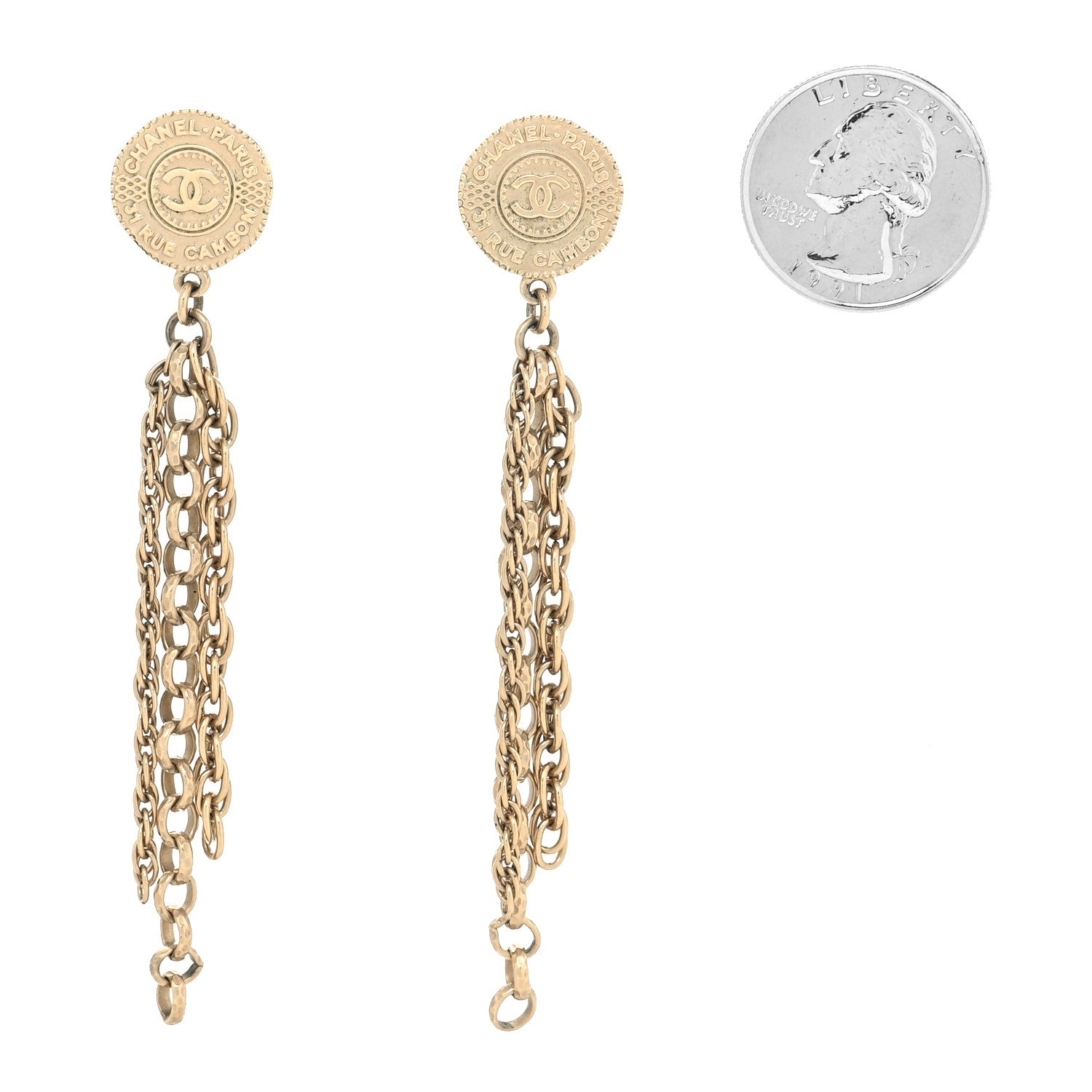 Chanel CC Chain Drop Earrings Light Gold 2 of 4