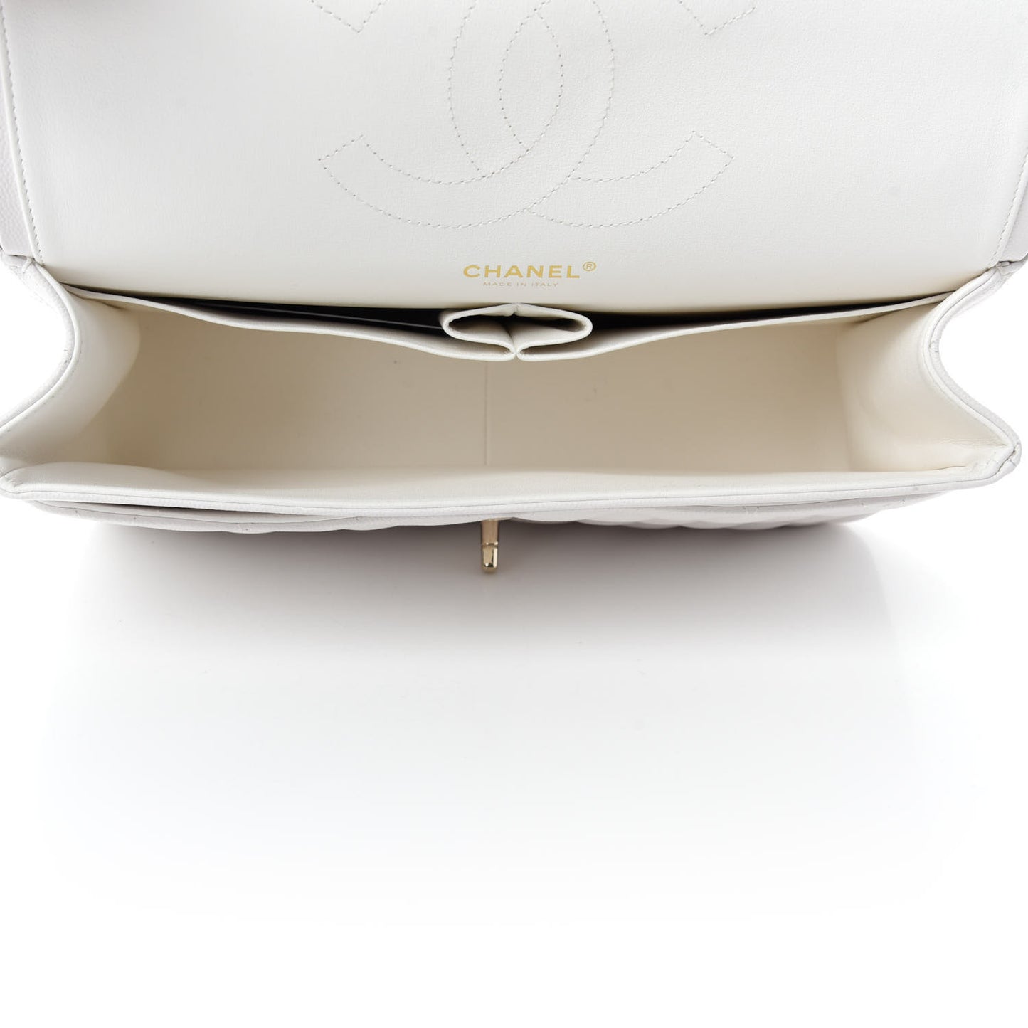 Caviar Quilted Jumbo Double Flap White