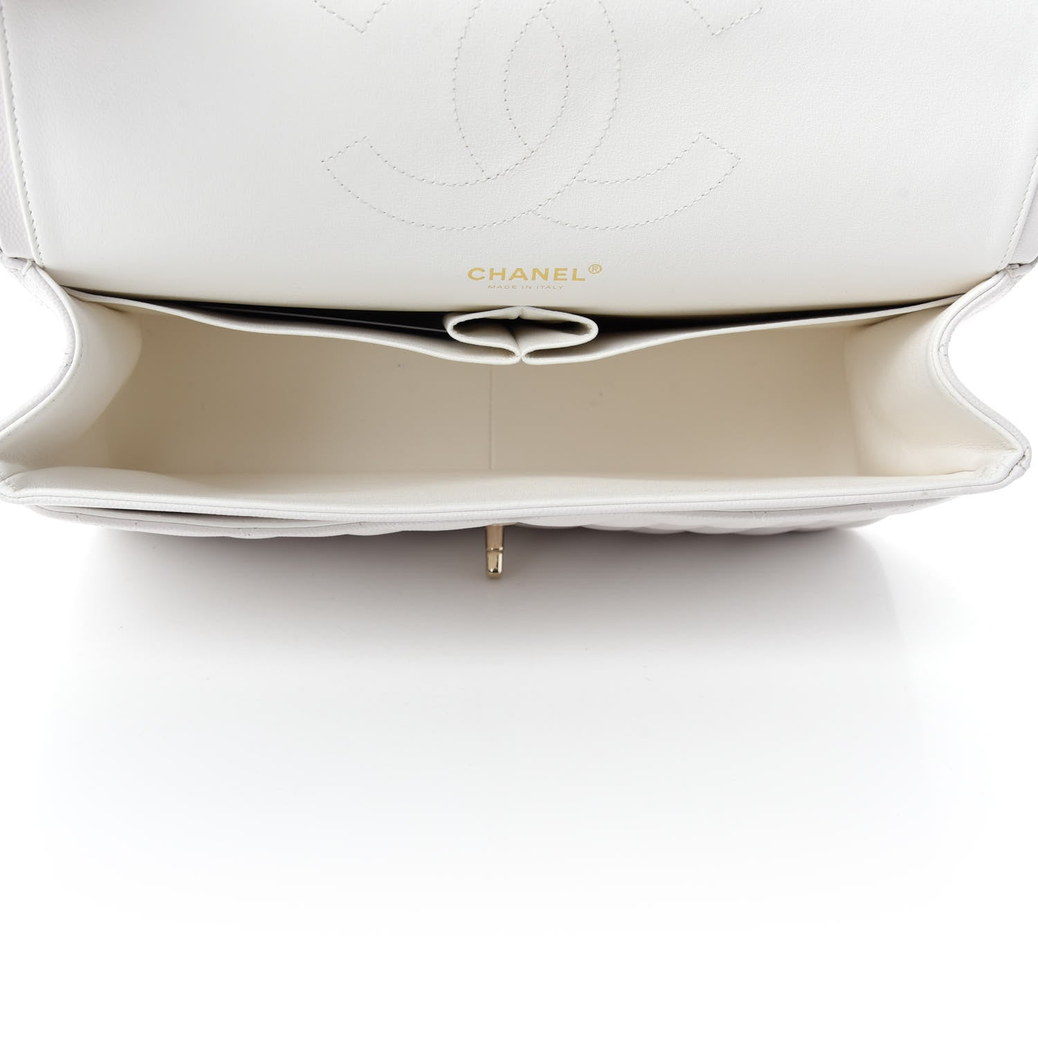 Chanel Caviar Quilted Jumbo Double Flap White 5 of 10