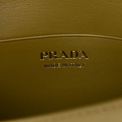 Prada Raffia Effect Crochet Metal Triangle Logo Card Holder Oliva 6 of 10