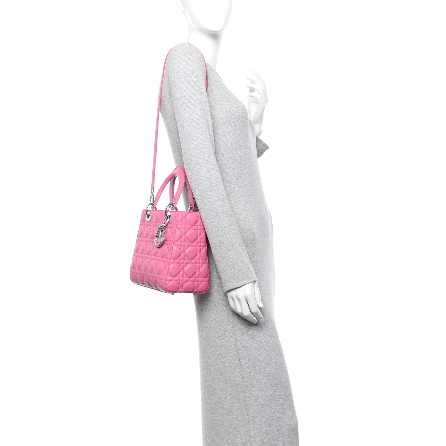 Christian Dior Lambskin Cannage Medium Lady Dior Fuchsia 2 of 12