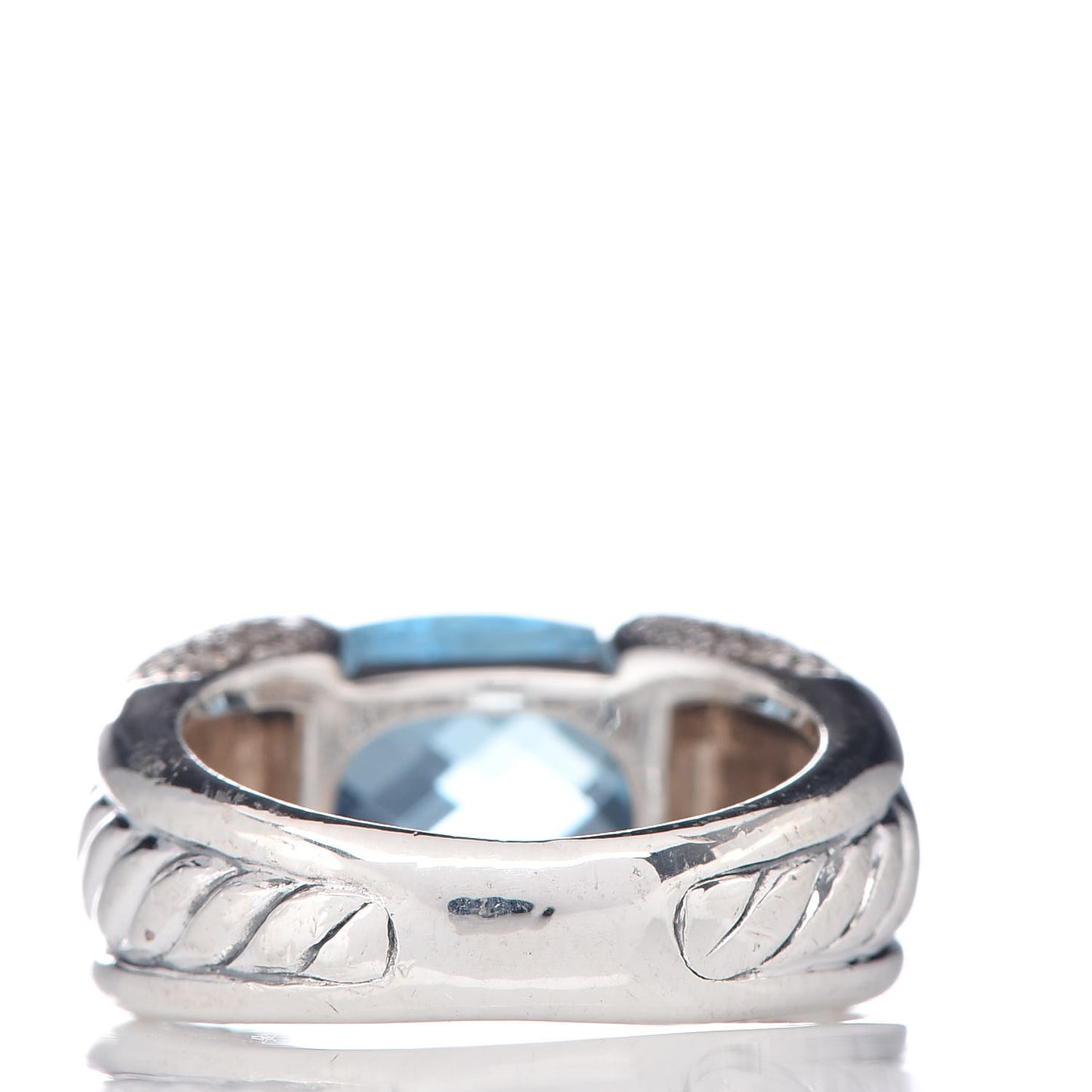 Sterling Silver Diamond Blue Topaz 12mm Cable Cocktail Ring 51 5.75