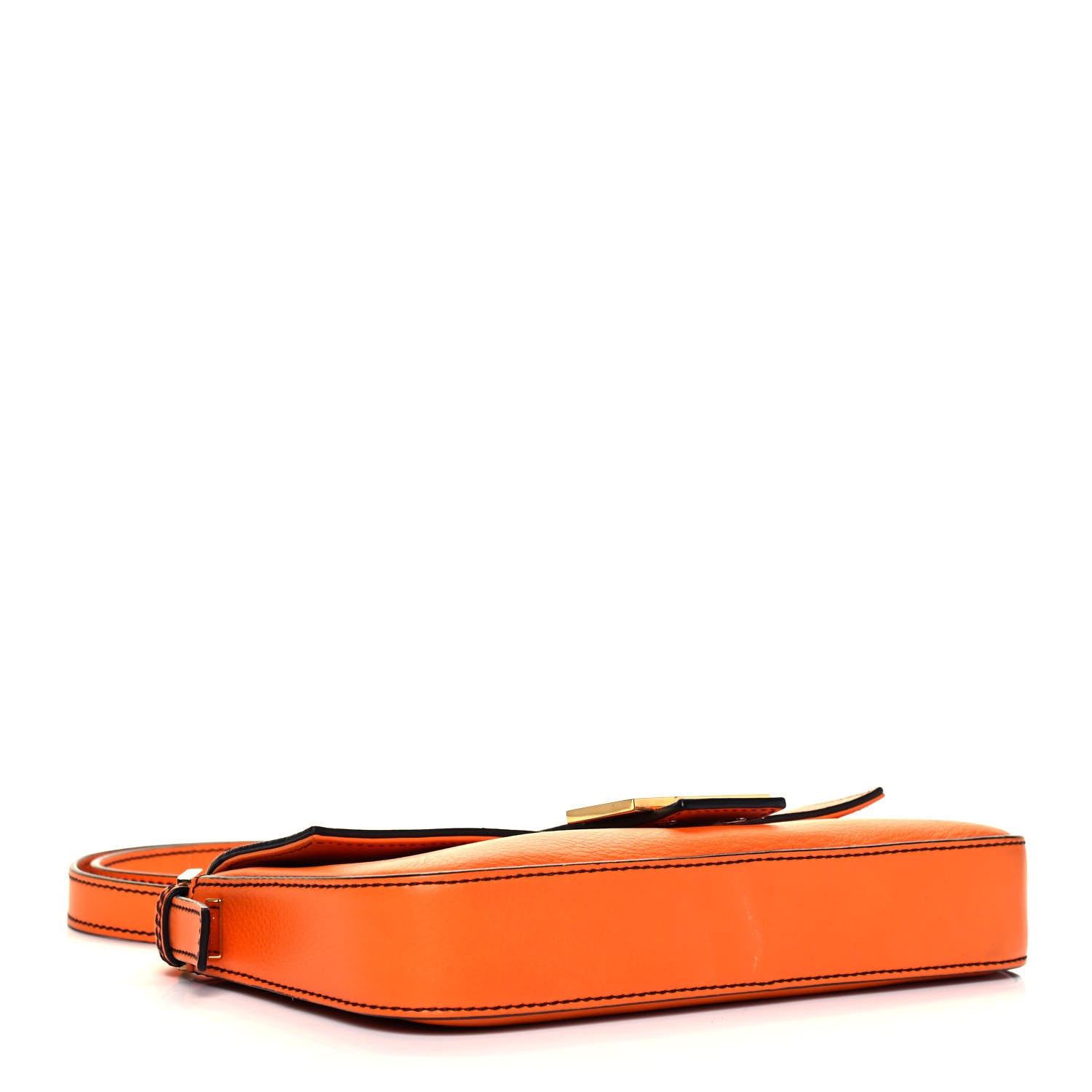 Fendi Vitello Flamingo Enamel Interchangeable Strap Baguette Orange Black Tobacco 3 of 8
