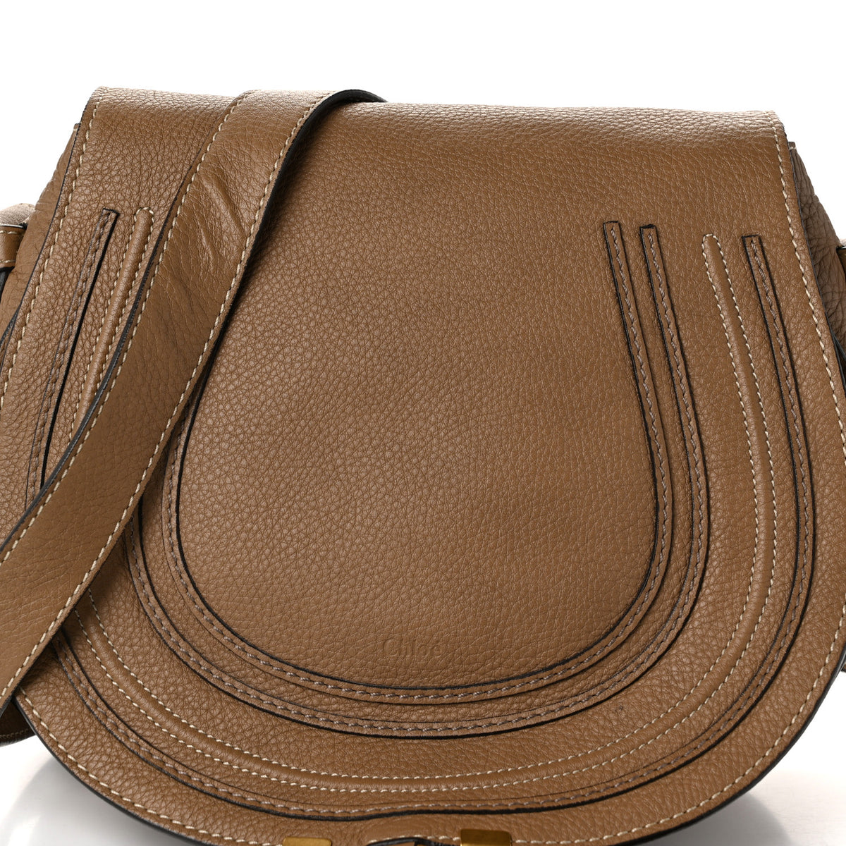 Chloe Grained Calfskin Medium Marcie Saddle Bag Brown 8 of 10
