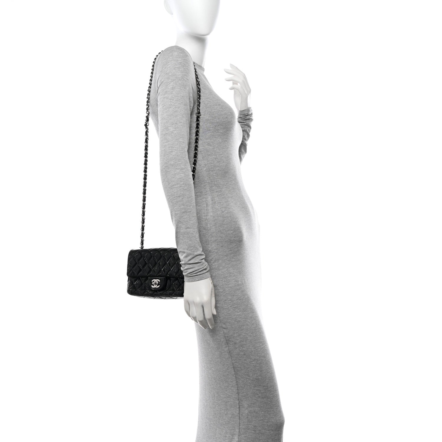 Chanel Patent Calfskin Quilted Mini Rectangular Flap Black 3 of 11