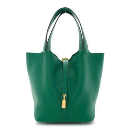 Hermes Taurillon Clemence Picotin Lock 22 MM Vert Jade 1 of 12