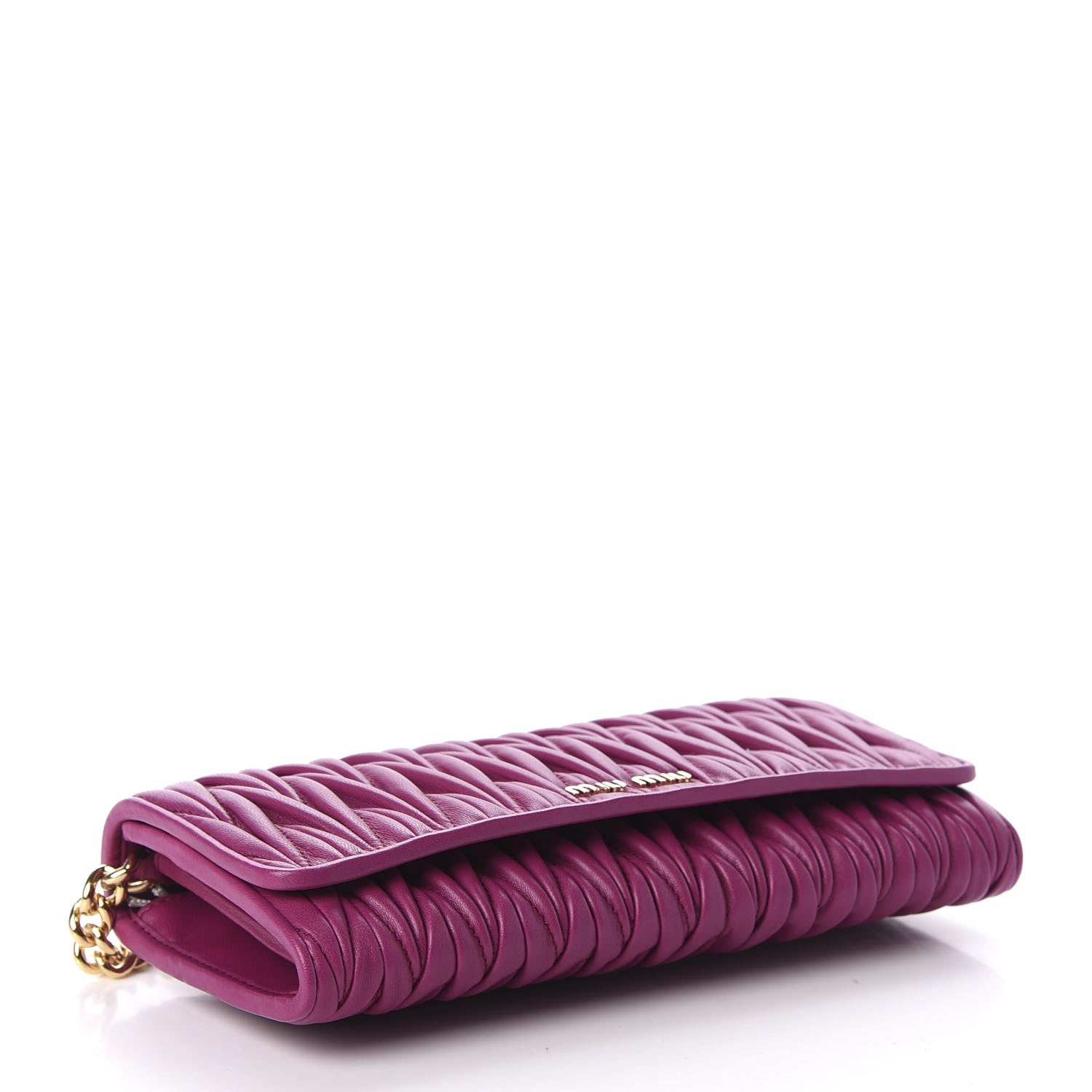 Miu Miu Nappa Matelasse Wallet On Chain Fuxia 4 of 9