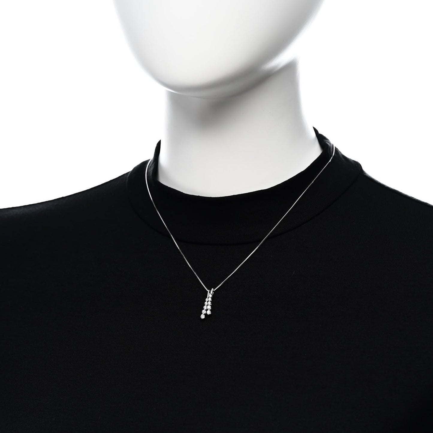 18K White Gold Diamond .50ctw Graduated Two Row Drop Pendant Necklace