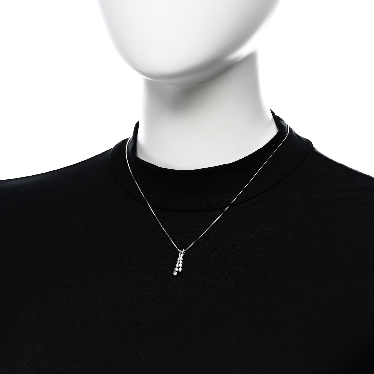 Parker & West by FASHIONPHILE 18K White Gold Diamond .50ctw Graduated Two Row Drop Pendant Necklace 2 of 6