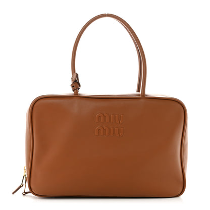 Miu Miu Soft Calf Softy Beau Top Handle Bag Cognac 1 of 9