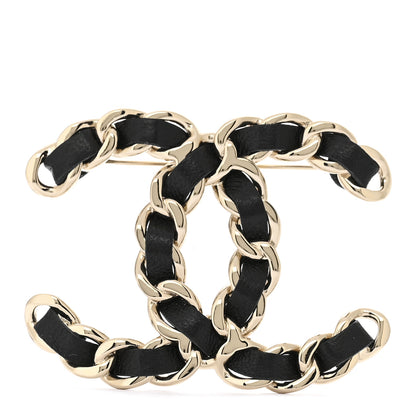 Chanel Lambskin Chain CC Brooch Black Gold 1 of 3