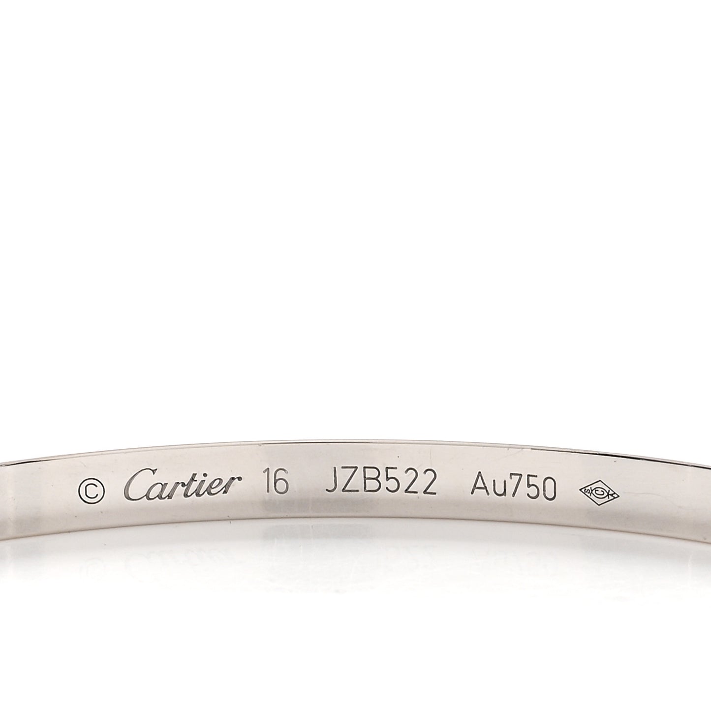 18K White Gold 10 Diamond Small LOVE Bracelet 16
