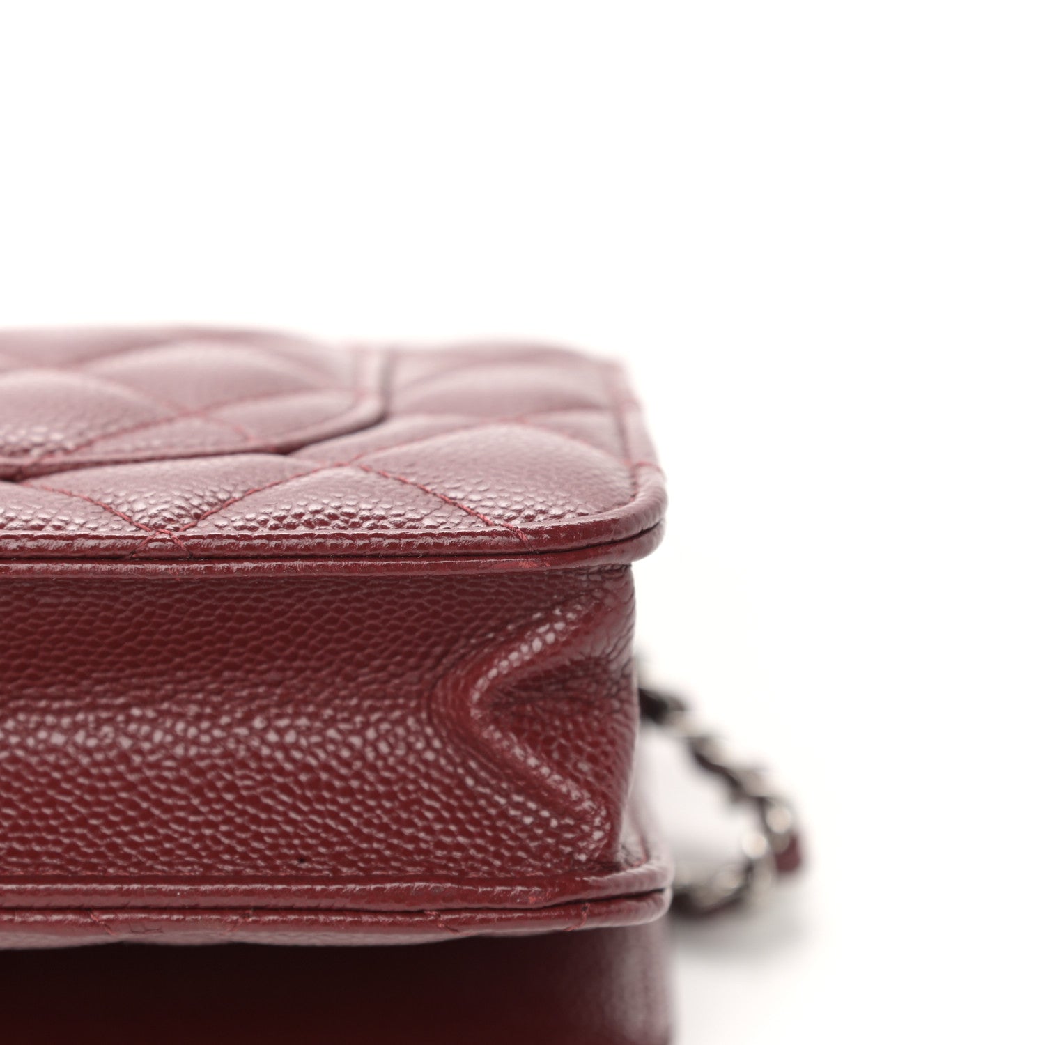 Chanel Caviar Quilted Wallet on Chain WOC Burgundy 12 of 13