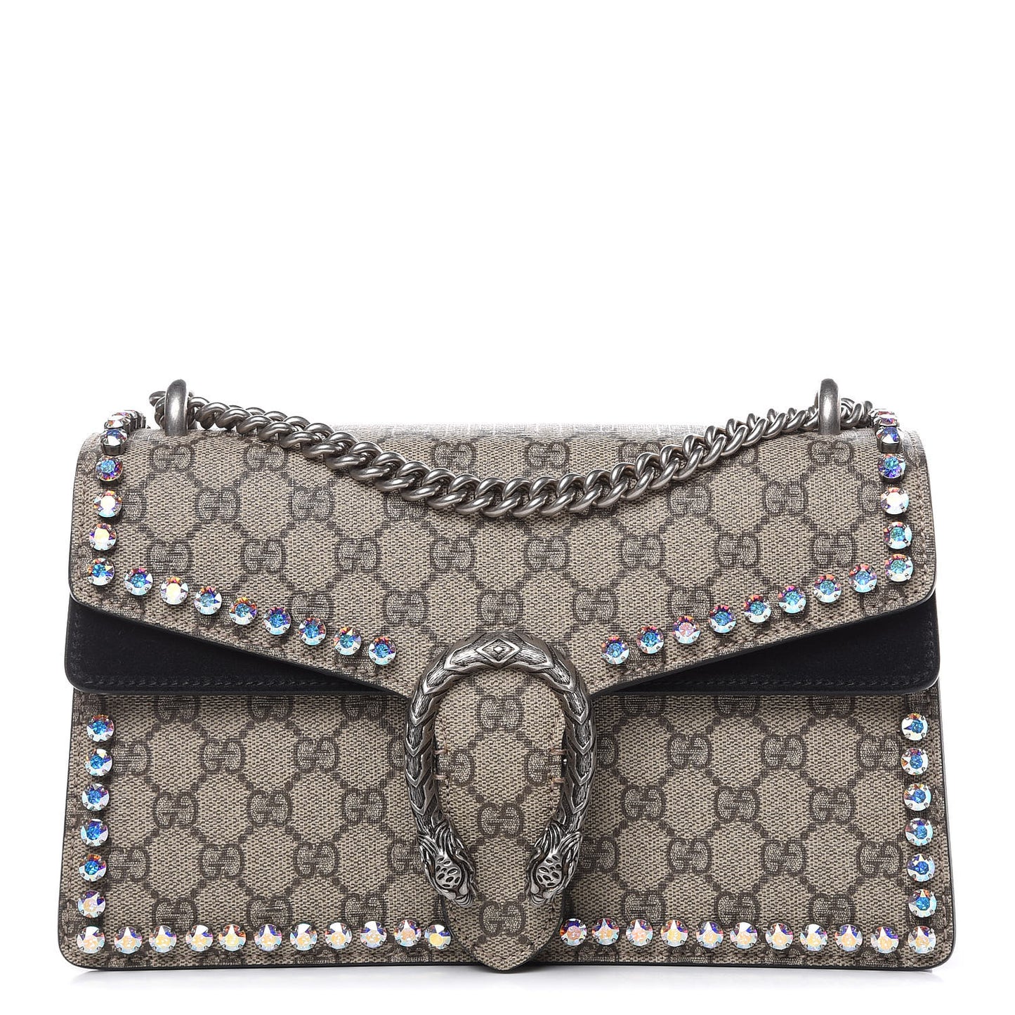 GG Supreme Monogram Crystal Small Dionysus Shoulder Bag Black